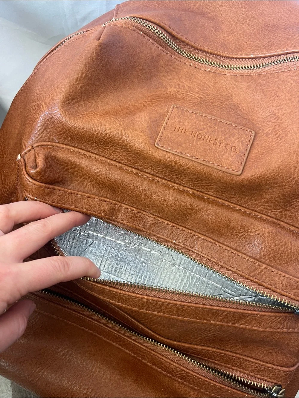 THE HONEST CO Vegan Leather Cognac* Backpack Diaper Bag